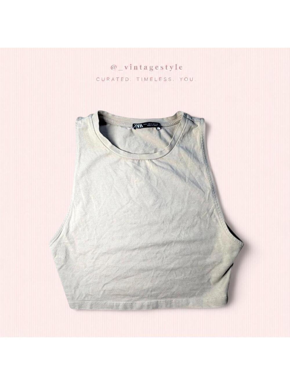 Zara Women's Cream and White Crop-top